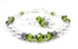 Freshwater Pearl Jewerly Sets: Real Pearl Bracelets Faux Green Peridot in Crystal Jewelry Birthstone Colors