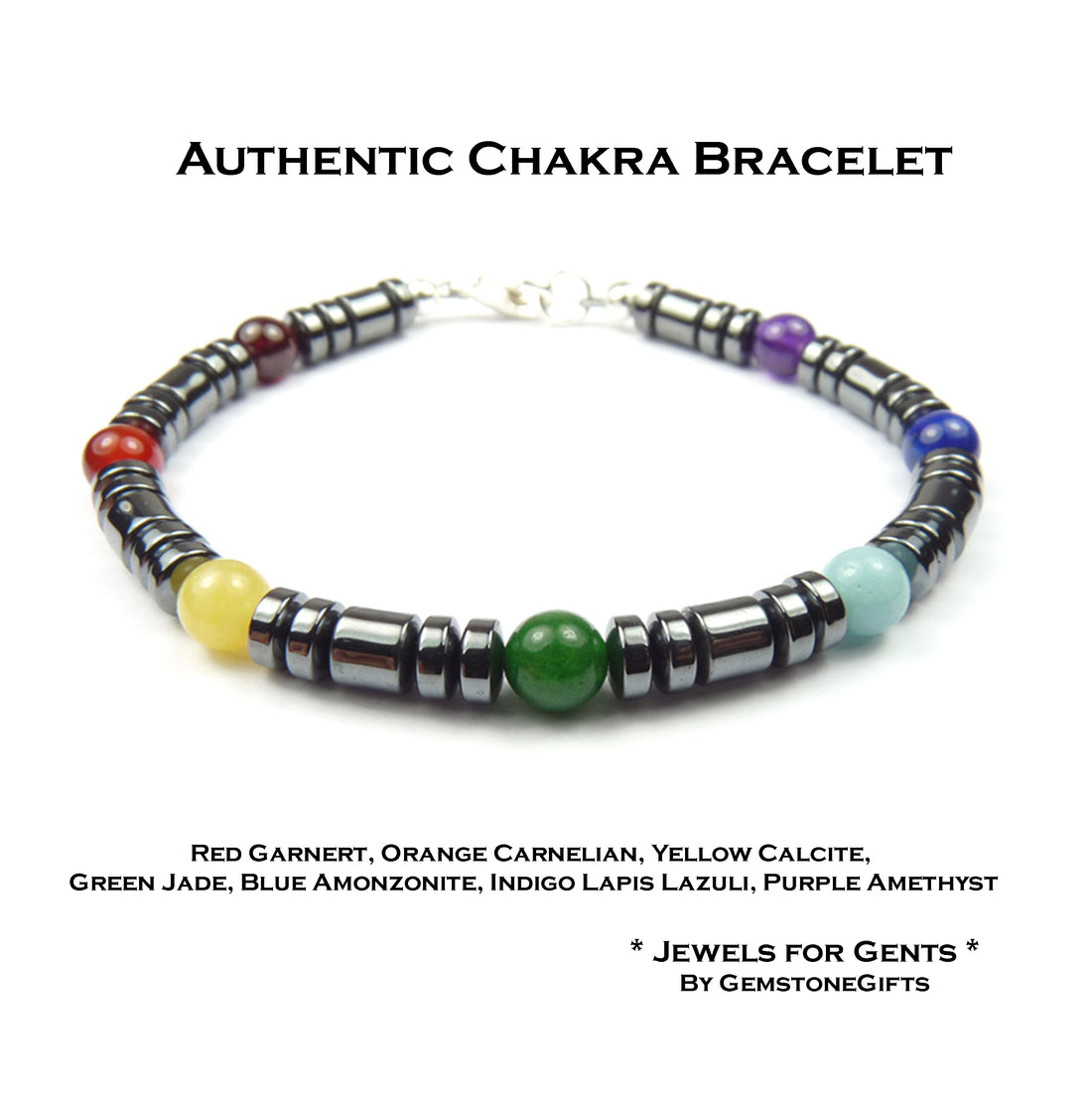 Mens Chakra Bracelets, Authentic 7 Stone Chakra Jewelry, Genuine Gemstones Mala Yoga Bracelets, Jewels for Gents