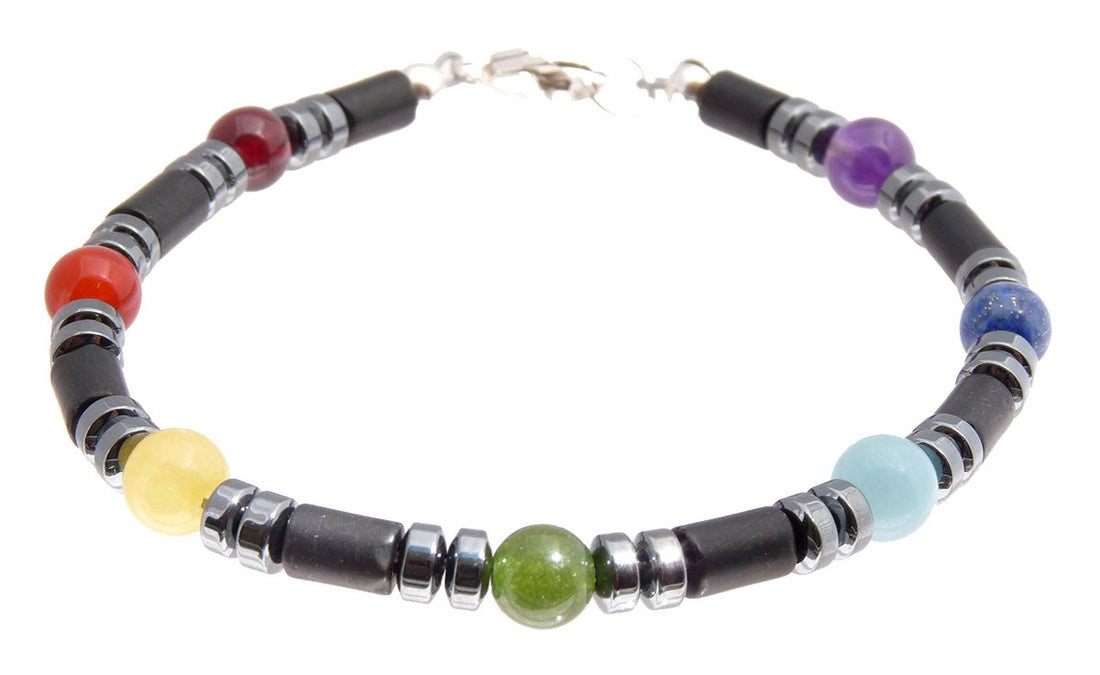 Mens Chakra Bracelets, Authentic 7 Stone Chakra Jewelry, Genuine Gemstones Mala Yoga Bracelets, Jewels for Gents