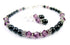 Black Pearl Purple Amethyst February Crystal Jewelry Birthstone Beaded Bracelets & Earrings Set