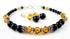 Black Pearl Yellow Topaz November Crystal Jewelry Birthstone Beaded Bracelets & Earrings Set