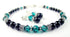 Black Pearl Blue Zircon December Crystal Jewelry Birthstone Beaded Bracelets & Earrings Set