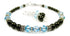 Black Pearl Blue Aquamarine March Crystal Jewelry Birthstone Beaded Bracelets & Earrings Set