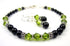 Black Pearl Dk. Peridot August Crystal Birthstone Beaded Bracelets & Earrings Set