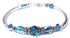 Solid Sterling Silver Bangle December Birthstone Bracelets in Faux Blue Zircon