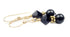 Gold Garnet Earrings, January Birthstone Earrings, 14k GF Black Pearl & Crystal Beaded Earrings, Crystal Jewelry