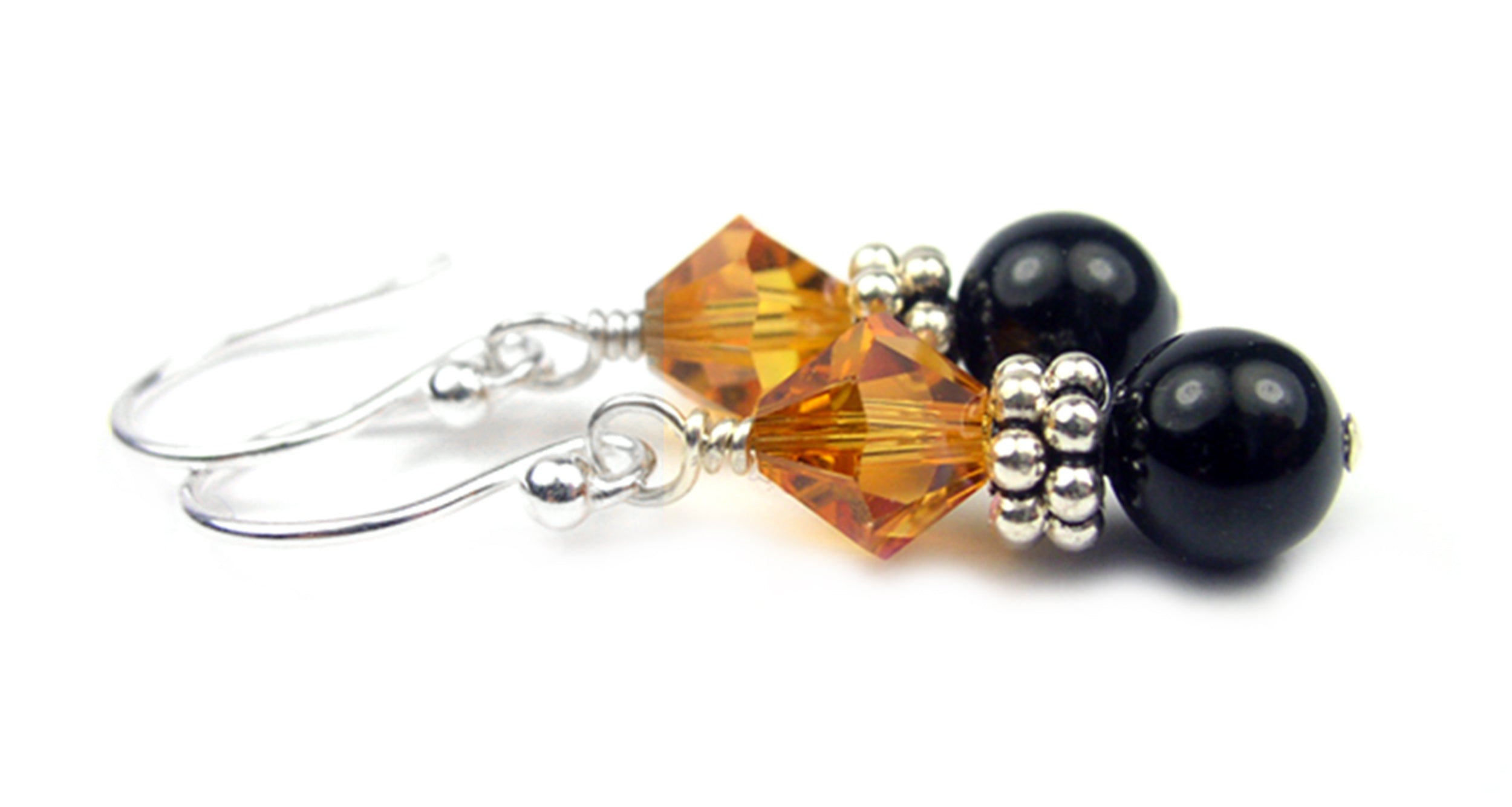 Topaz Earrings, Black Pearl Drop Earrings, Crystal Earrings, November Birthstone, Crystal Jewelry