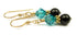 Gold Zircon Earrings, December Birthstone Earrings, 14k GF Black Pearl & Crystal Beaded Earrings, CrystaL Jewelry