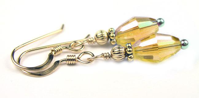 Topaz Earrings, November Birthstone Earrings, Minimalist Earrings 14K Gold Blue Crystal Earrings