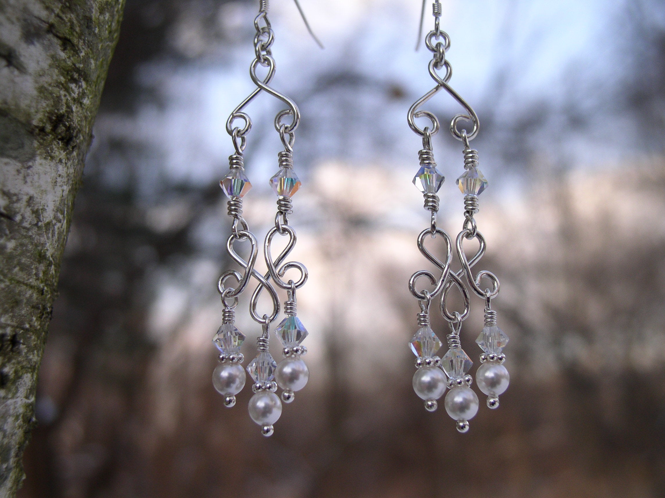 Bridal Chandelier Earrings | Wedding Earrings | Pearl Chandelier Earrings