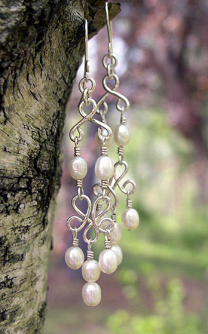 Pearl Chandelier Earrings | Wedding Earrings | Bridal Chandelier Earrings
