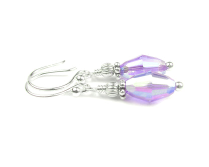 Alexandrite Earrings, June Birthstone Earrings, Handmade Silver Purple Austrian Crystal Earrings, Tear Drop Earrings
