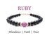 Ruby Bracelet, July Birthstone Jewelry, Cancer Zodiac Bracelet, Mens Custom Personalized Gemstone Beaded Black Onyx Birthday Gift