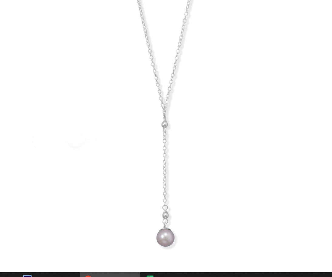 Dainty Freshwater Pearl Necklace, Choker Necklace, Lariat Necklace, Sterling Silver Necklace