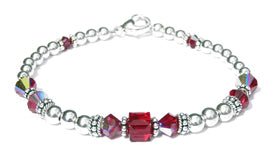 Silver Birthstone Crystal Beaded Bracelets