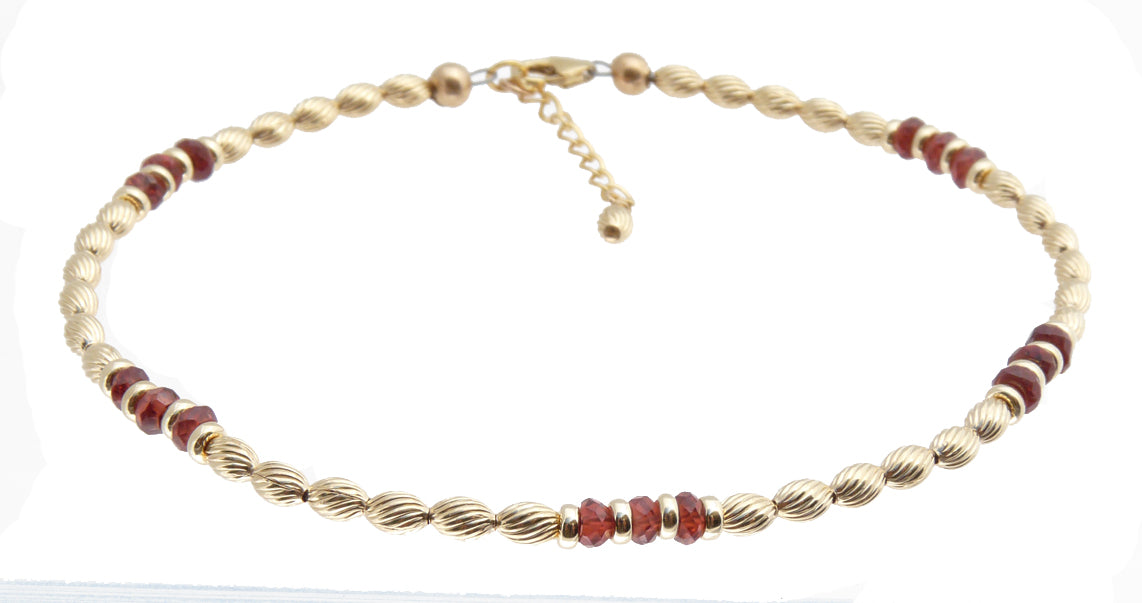 14k Gold Gemstone Anklets | Crystal Healing Jewelry | Womens Ankle Bracelets