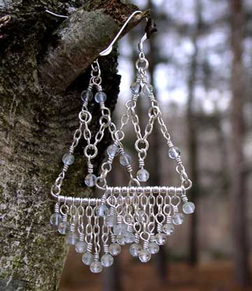 Aquamarine Chandelier Earrings in Sterling Silver or Gold Filled