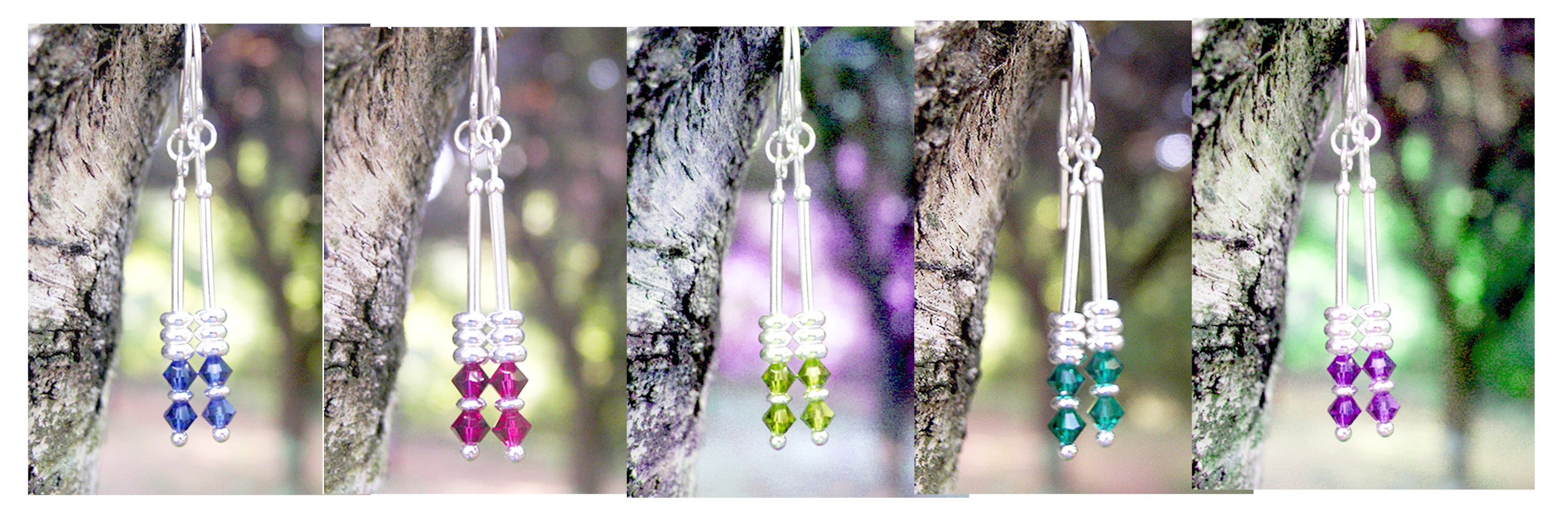 Long Crystal Dangle Earrings, Minimalist Birthstone Earrings, Genuine Austrian Crystal Beaded Earrings