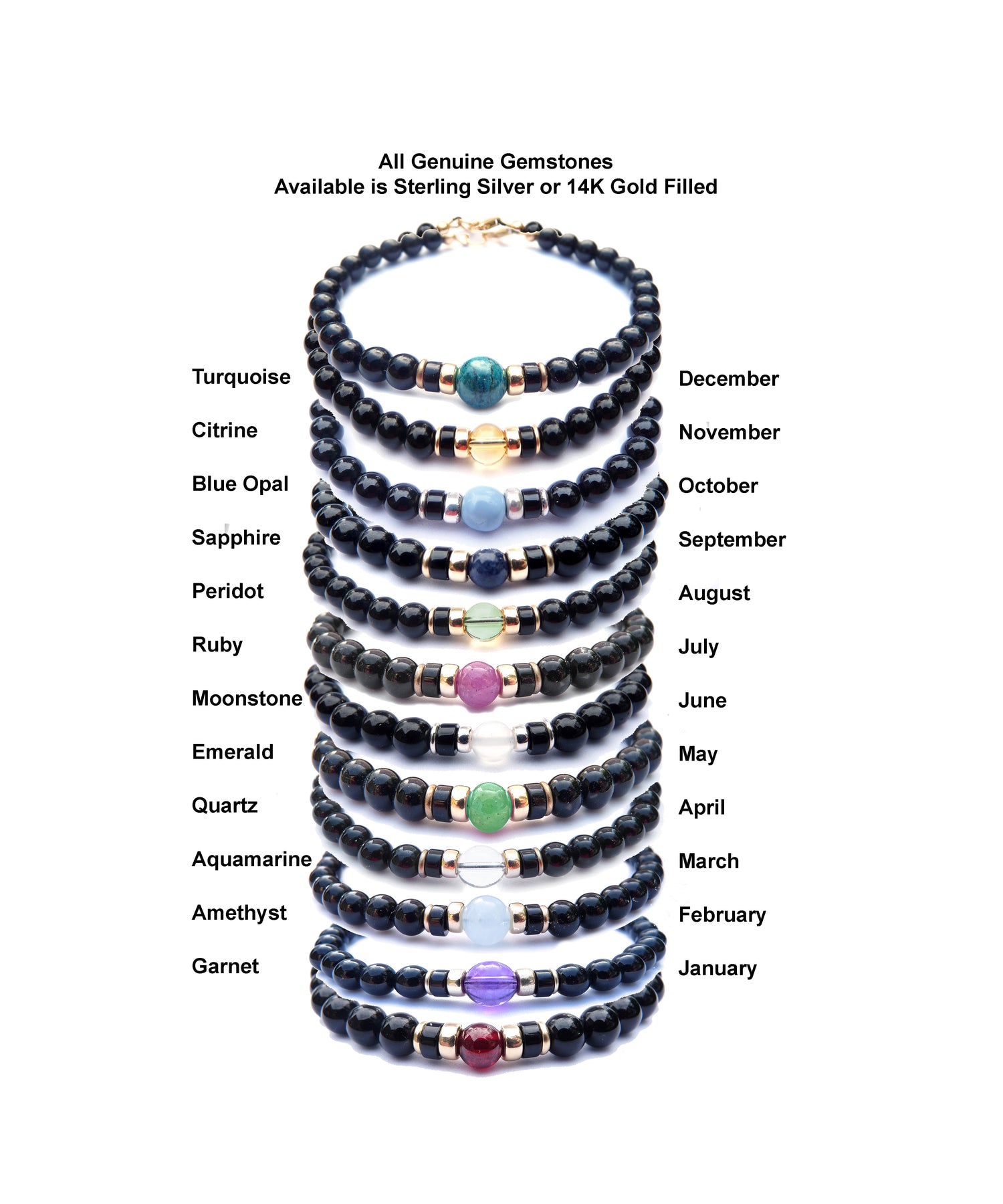 Blue Sapphire Birthstone Bracelets for Men, September Virgo &amp; Libra Gemstones, 6MM Beaded Father &amp; Son Gifts