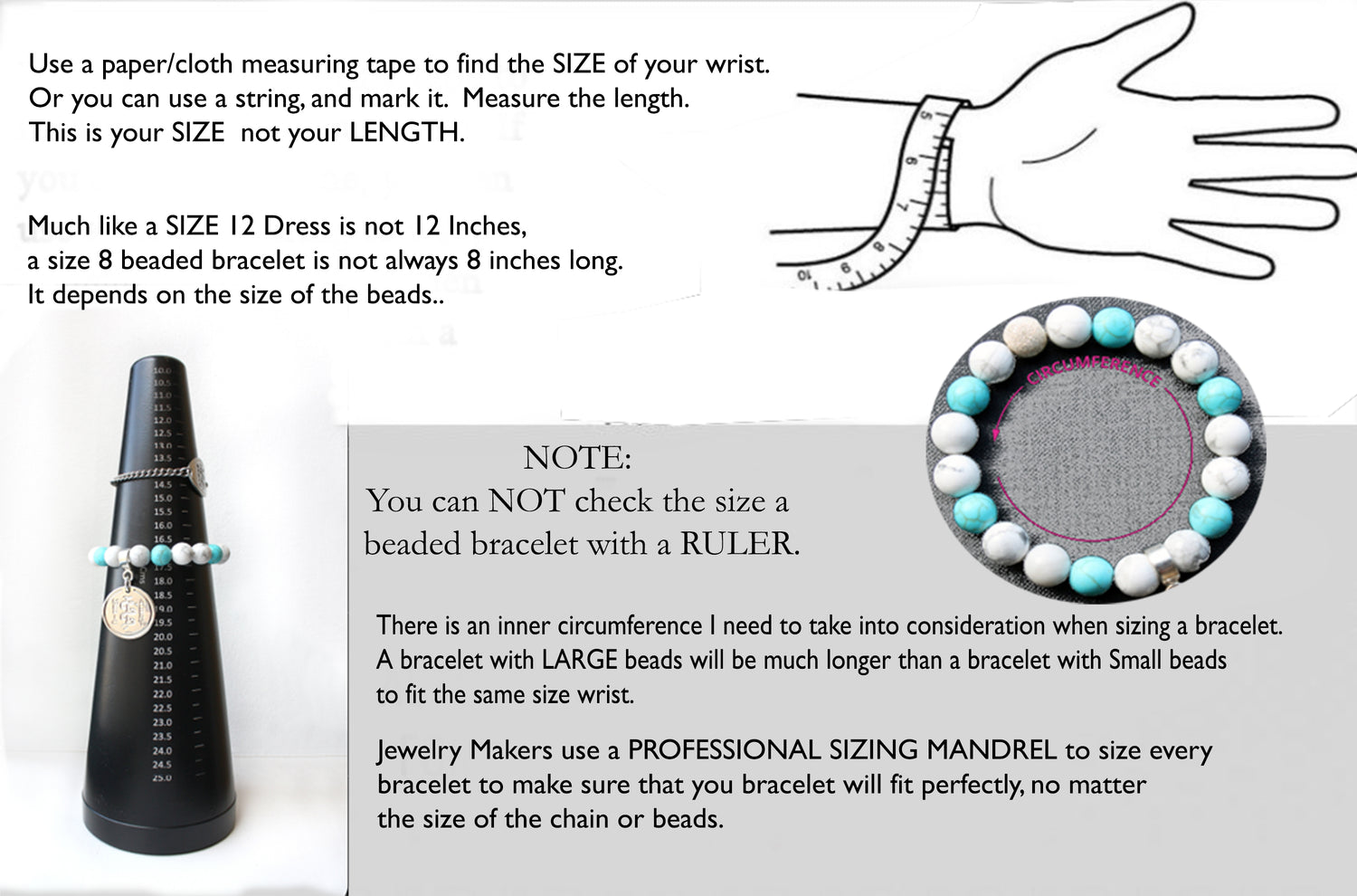 Turquoise Mens Birthstone Bracelet, December Sagittarius Zodiac Gemstones, 4MM Handmade Everyday Black Beaded Bracelets