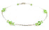 Handmade Green Peridot August birthstone anklet in 925 sterling silver with liquid silver beads and extender.