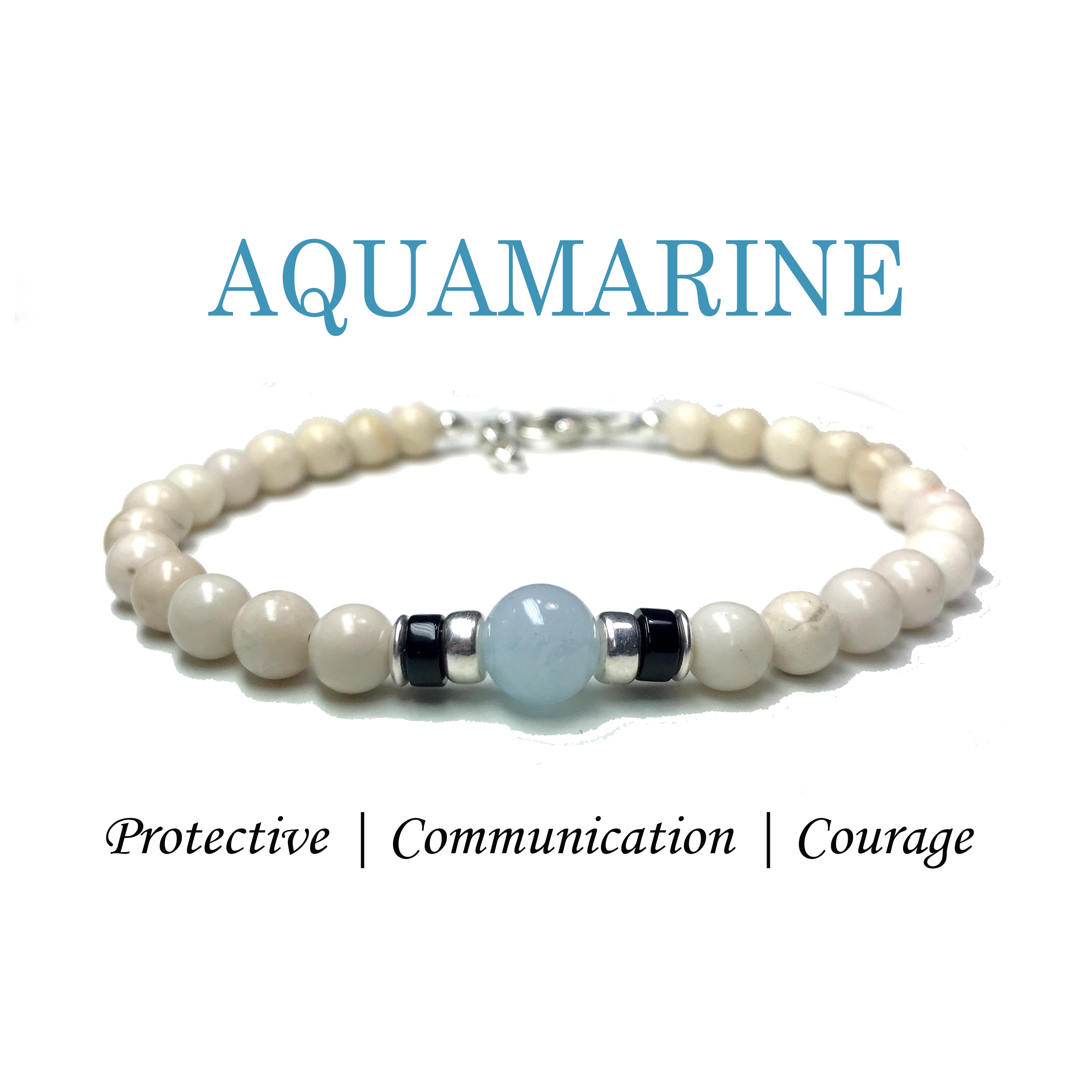 Natural & Certified AAA Quality Aquamarine Bracelet 8mm Size - Tantra Astro