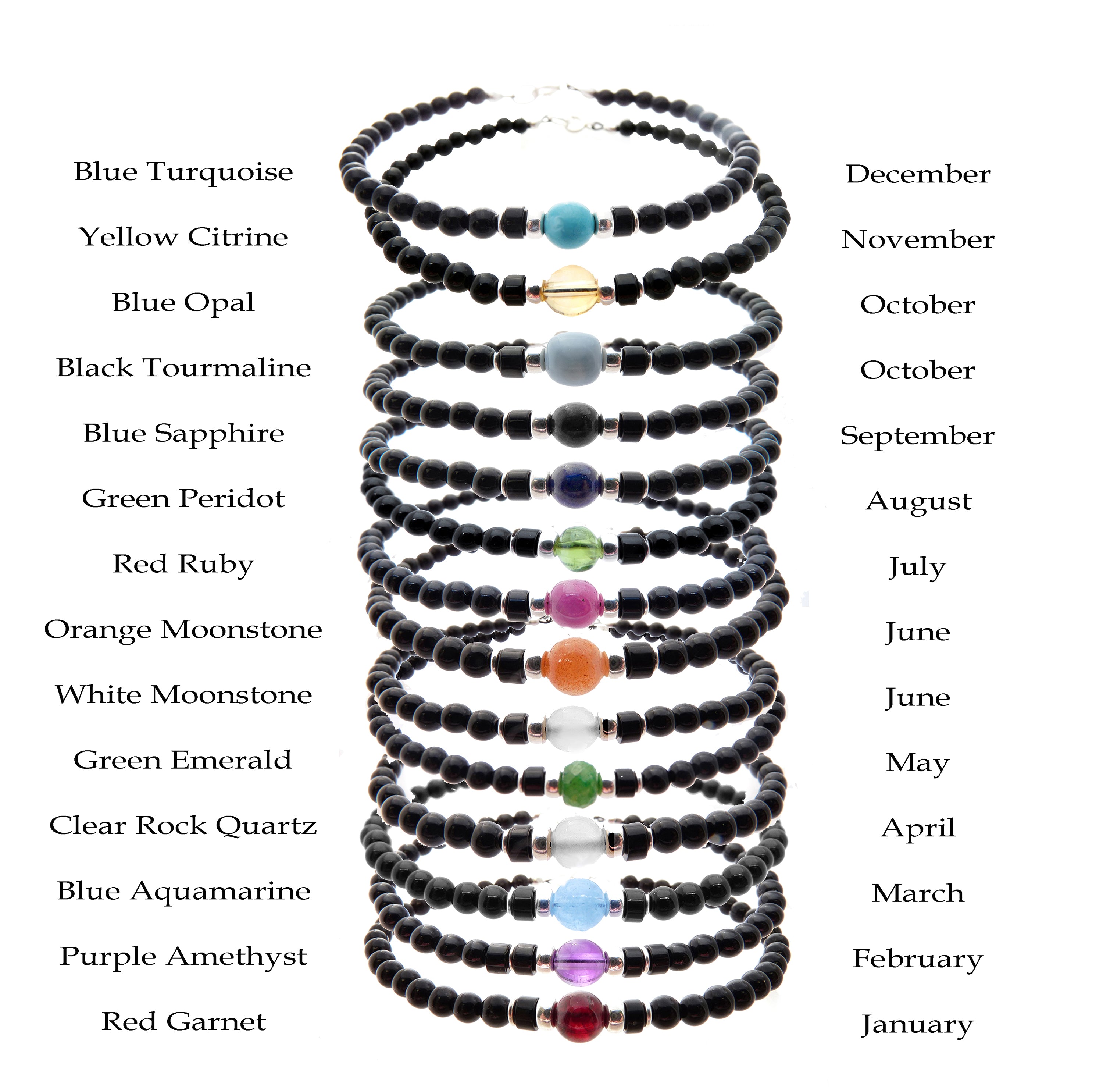 Purple Amethyst Birthstone Bracelets for Men, February Aquarius Zodiac Gemstones, 4MM Handmade Everyday Black Beaded Bracelets