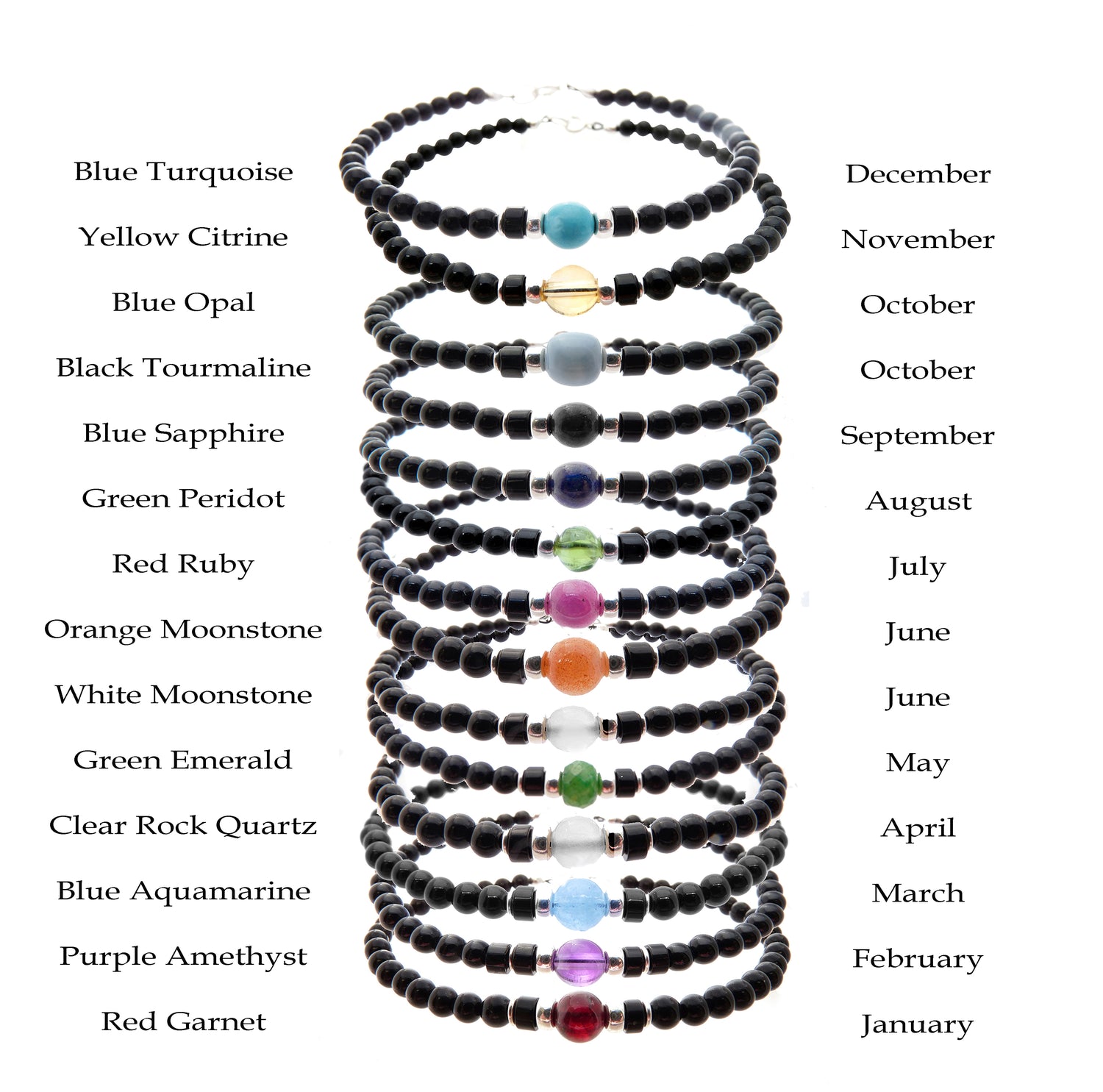 Men's Onyx and Amethyst Double Wrap Bracelet