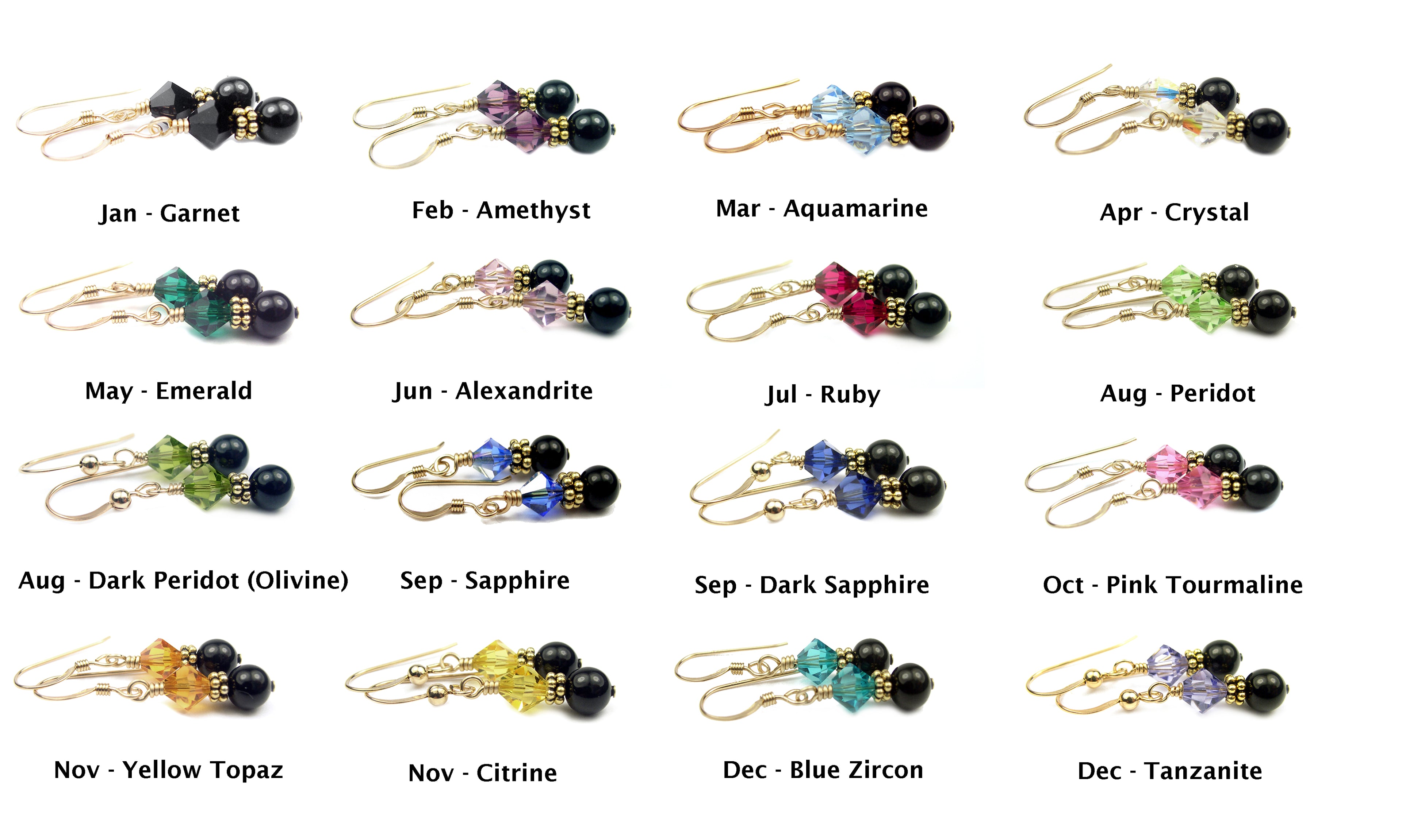 14Kt GF Topaz Earrings, November Birthstone Earrings, Black Pearl Drop Earrings, Austrian Crystal Earrings, Yellow Crystal Jewelry