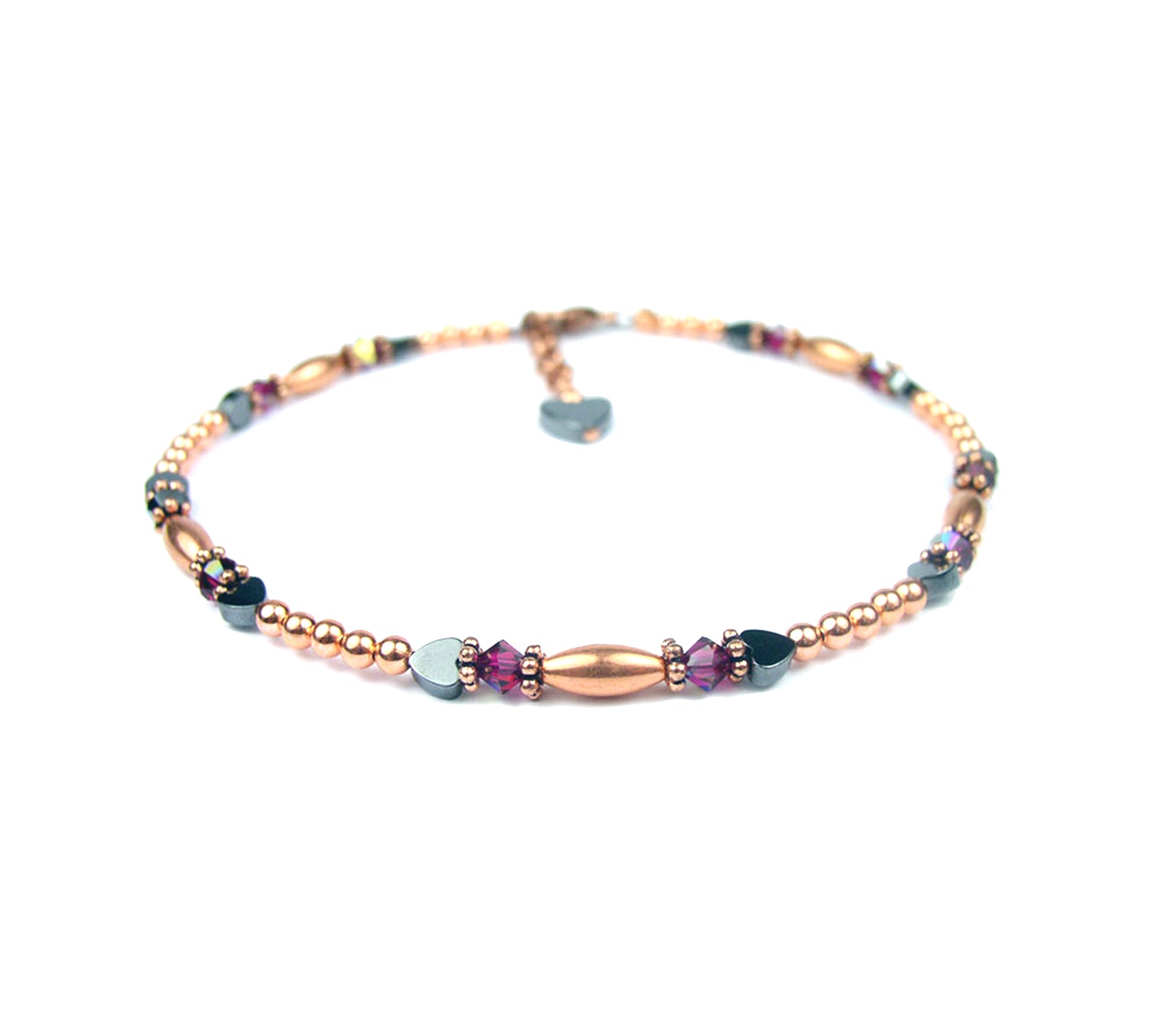 Copper Ruby Ankle Bracelet, Cancer &amp; Leo July Birthstone Crystal Beaded Anklets for Women
