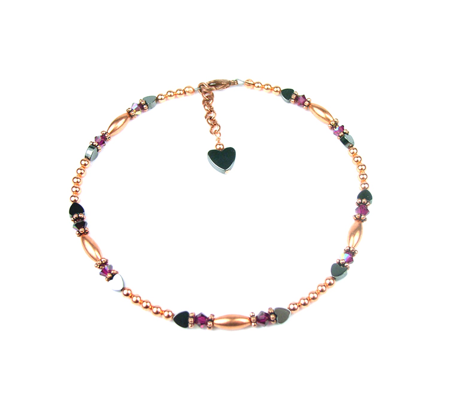 Copper Ruby Ankle Bracelet, Cancer &amp; Leo July Birthstone Crystal Beaded Anklets for Women