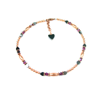 Copper Ruby Ankle Bracelet, Cancer &amp; Leo July Birthstone Crystal Beaded Anklets for Women