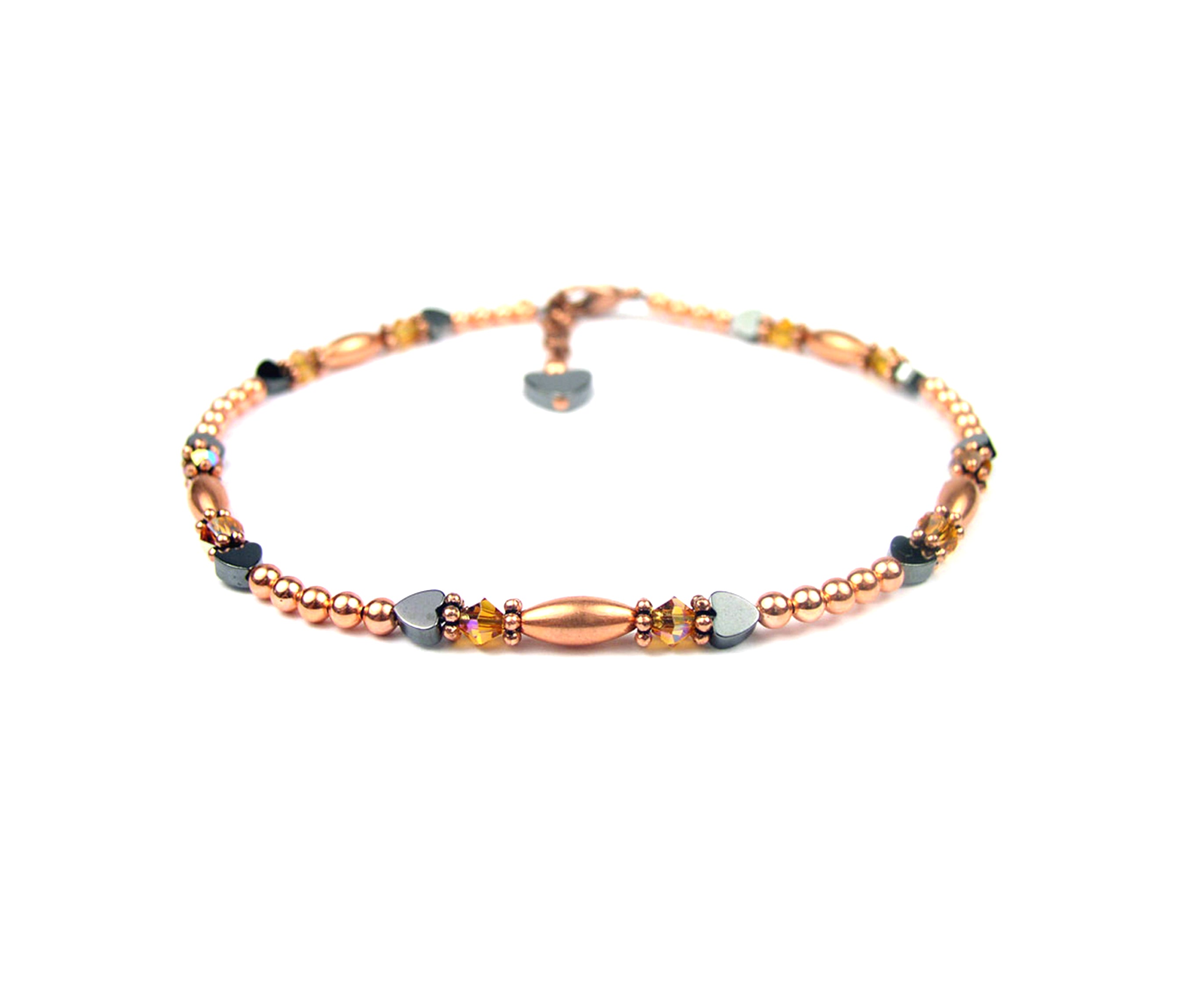 Copper Topaz Ankle Bracelet, Scorpio &amp; Sagittarius November Birthstone Crystal Beaded Anklets for Women