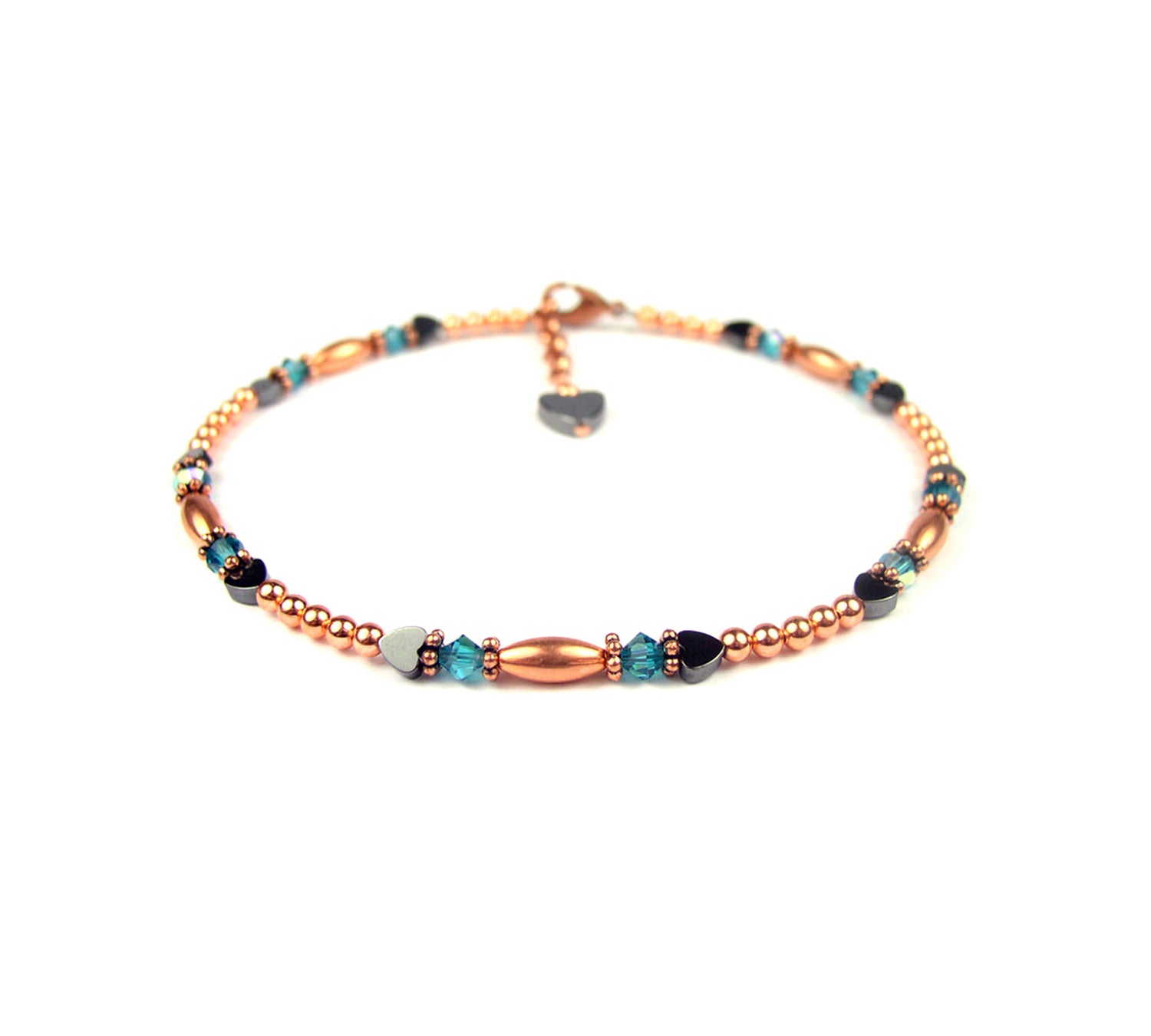 Copper Zircon Ankle Bracelet, Sagittarius &amp; Capricorn December Birthstone Crystal Beaded Anklets for Women