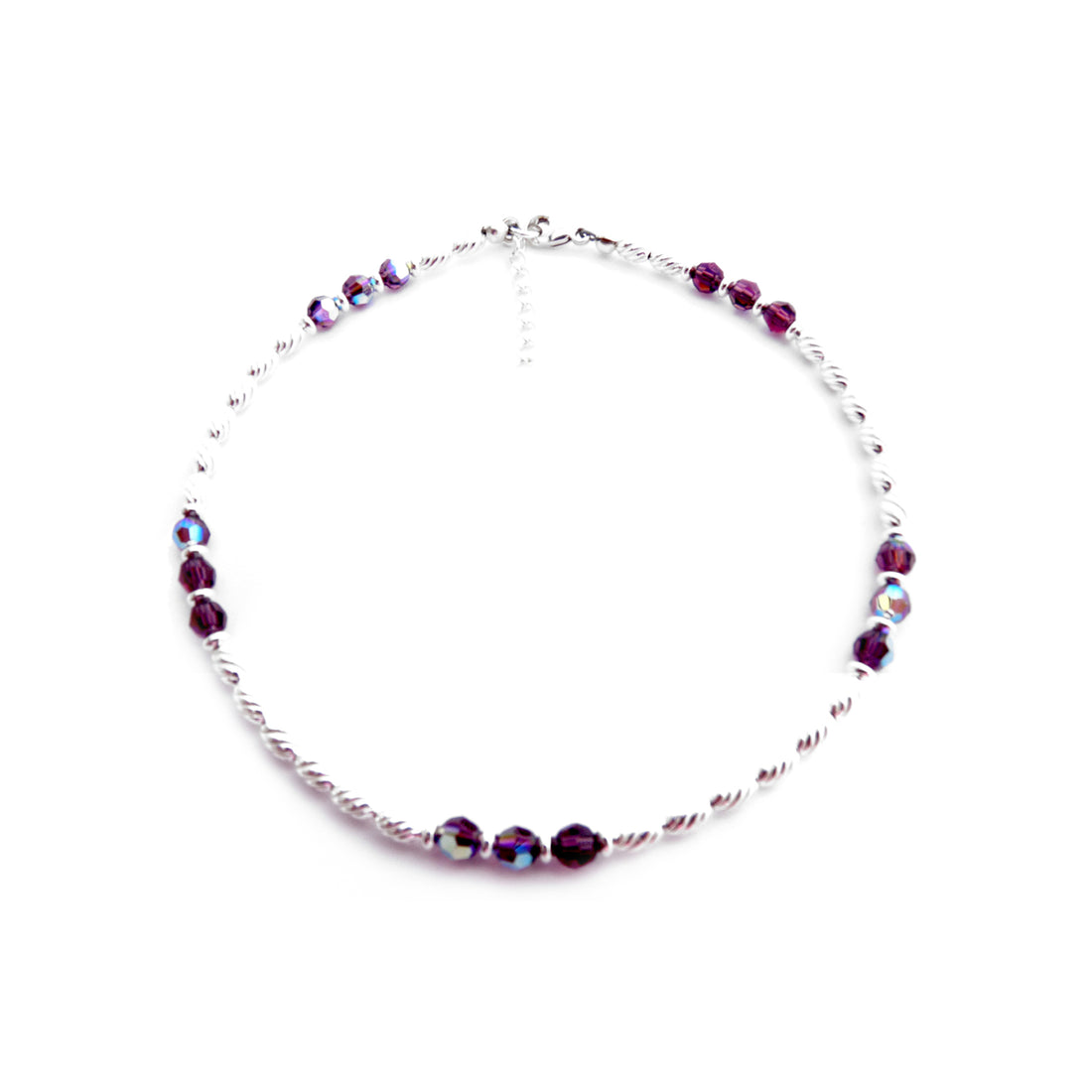 Amethyst Anklet, February Birthstone Jewelry, Handmade Silver Crystal Beaded Anklet Bracelet - GemstoneGifts Handmade Jewelry