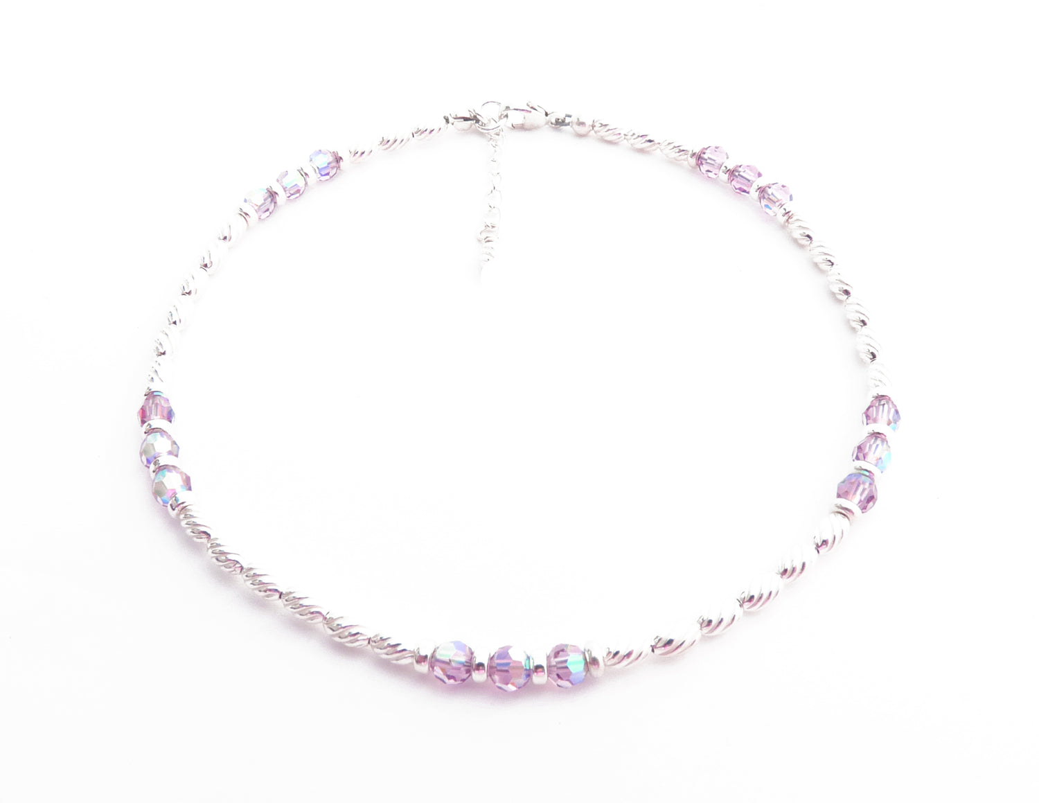 Handmade Alexandrite Anklet, June Birthstone Anklet, Sterling Silver Crystal Beaded Anklet - GemstoneGifts Handmade Jewelry