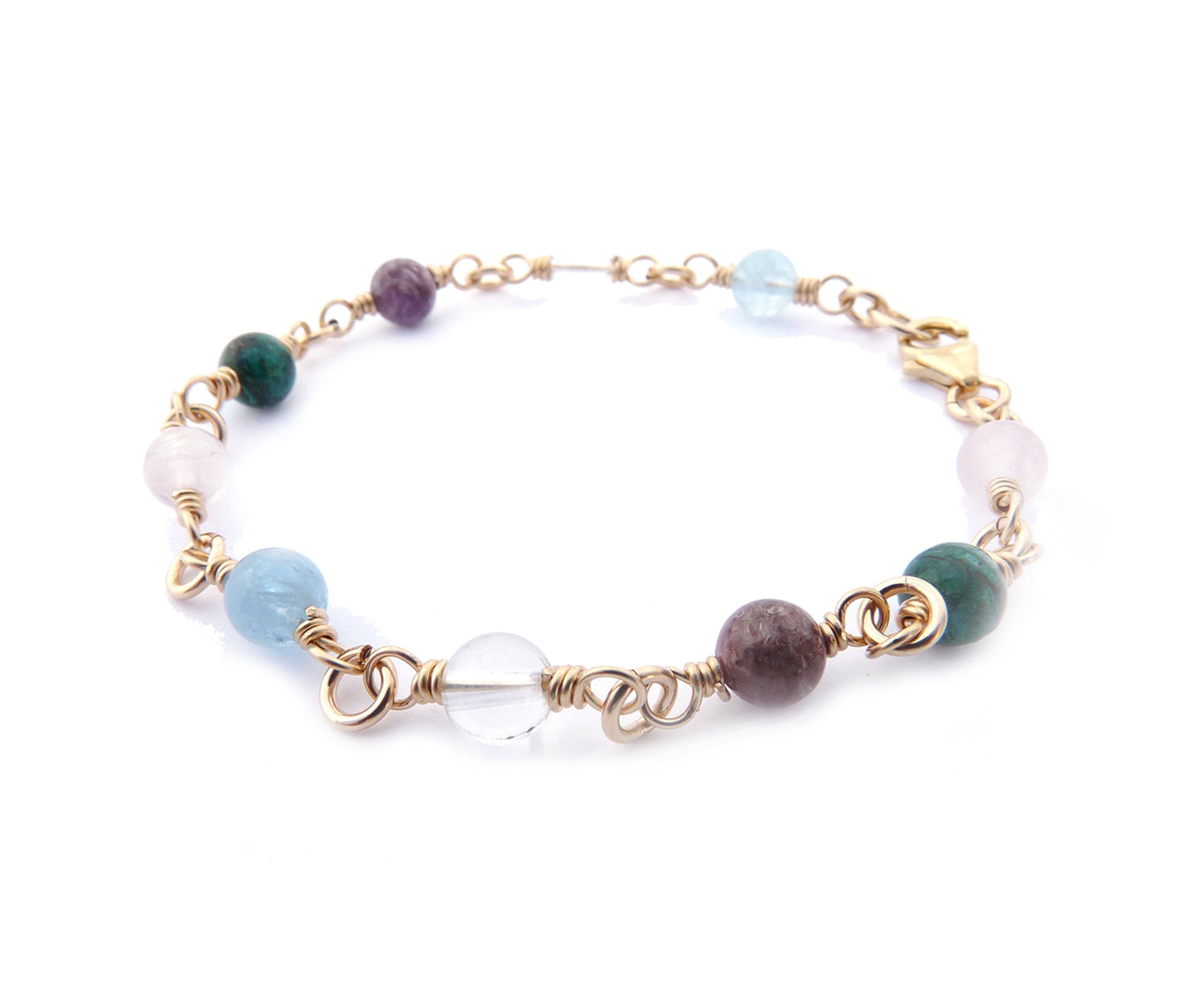 14K GF Gold Serenity Prayer Jewelry, Mindful Positive Affirmation Spiritual Gifts Crystal Healing Bracelet
