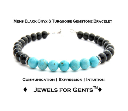 Mens Turquoise Bracelet SPEAKING YOUR TRUTH Throat Chakra Bracelet Healing Stone Crystals Bracelet, Jewels for Gents