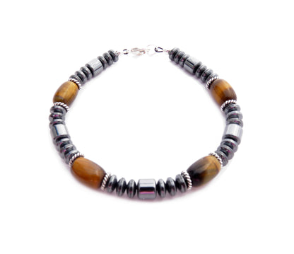 Mens Tigers Eye Will Power, Self Discipline, &amp; Personal Power Third Chakra Bracelet, Jewels for Gents