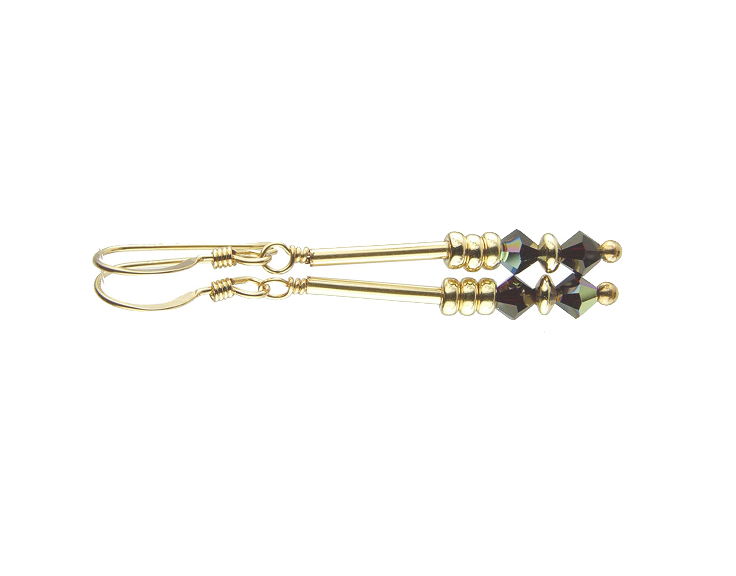 Garnet Earrings, Handmade Dangle Earrings for Women, Red Crystal Drop Earrings, Gold &amp; Silver