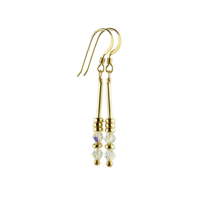 Crystal Earrings, April Birthstone Earrings, Minimalist 14K GF Clear Dangle Earrings, Crystal Jewelry Elements