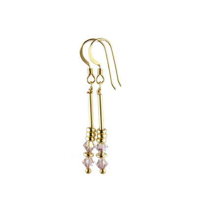 Minimalist Alexandrite Dangle Earrings, June Birthstone Purple 14K GF CrystaL Jewelry