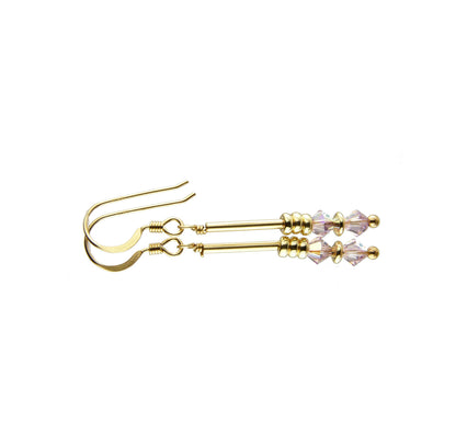 Minimalist Alexandrite Dangle Earrings, June Birthstone Purple 14K GF CrystaL Jewelry