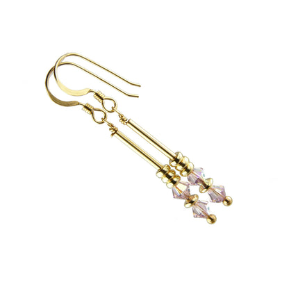 Minimalist Alexandrite Dangle Earrings, June Birthstone Purple 14K GF CrystaL Jewelry