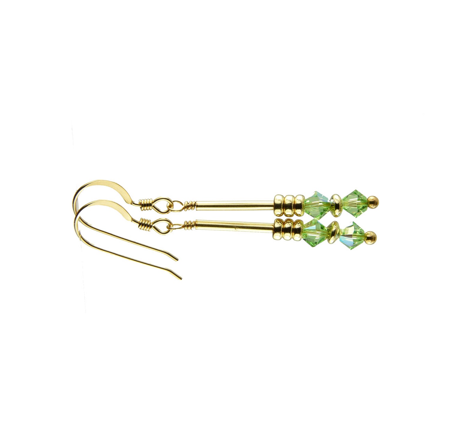 Peridot Earrings, August Birthstone Earrings, Green Minimalist 14K GF Dangle Earrings, Crystal Jewelry Elements