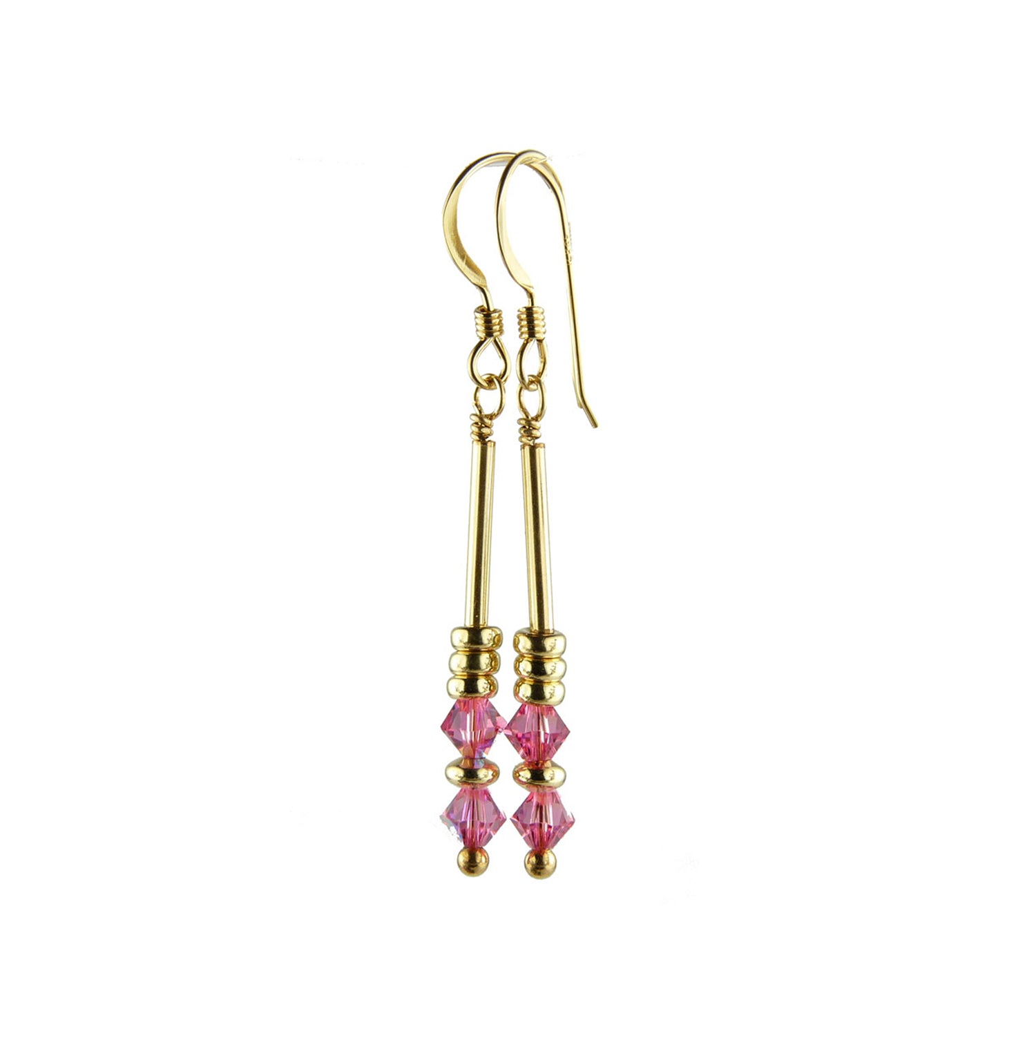 Tourmaline Earrings, October Birthstone Earrings, Pink Minimalist 14K GF Dangle Earrings, Crystal Jewelry Elements