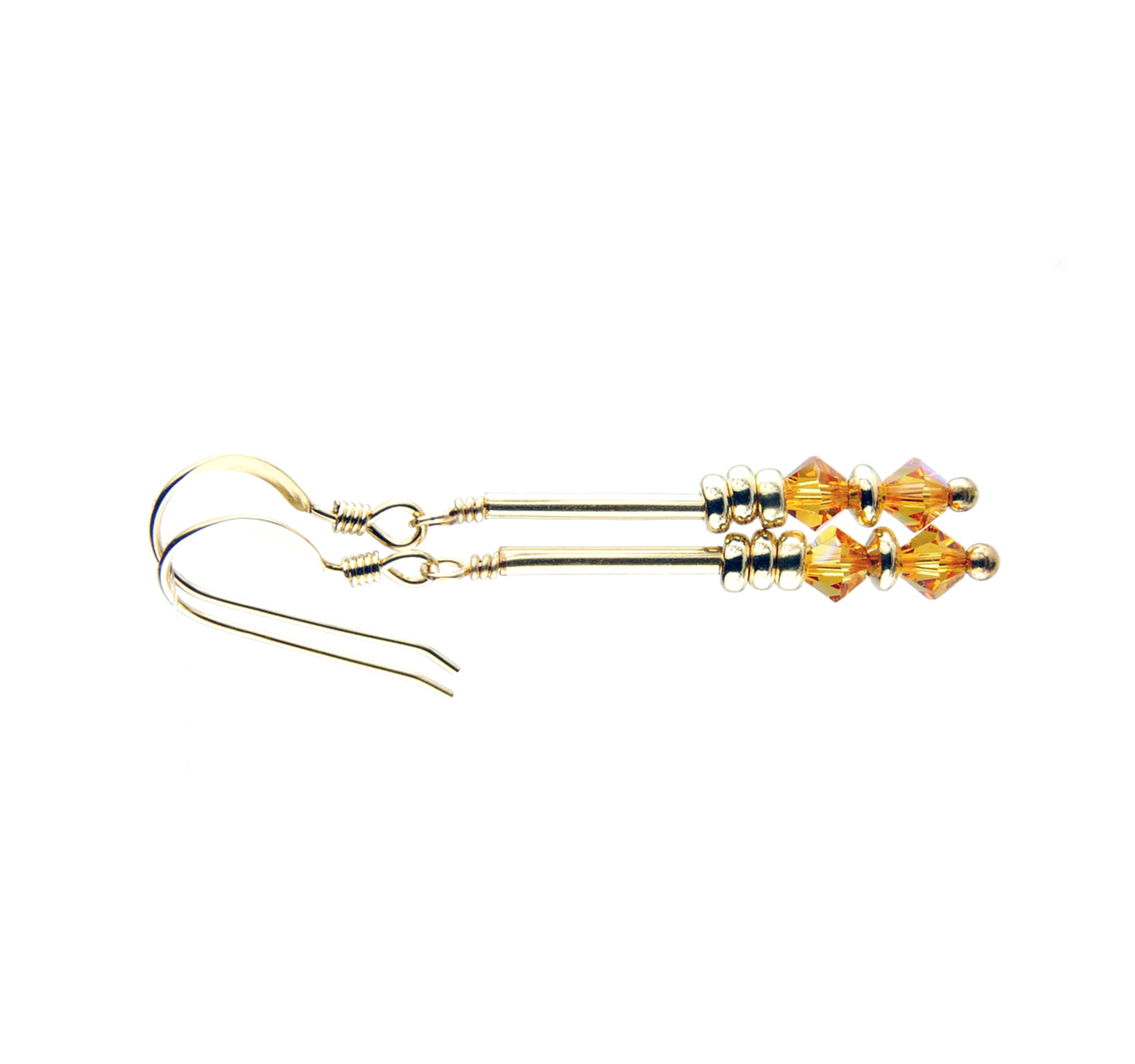 Topaz Earrings, November Birthstone Earrings, Yellow Minimalist 14K GF Dangle Earrings, Crystal Jewelry Elements