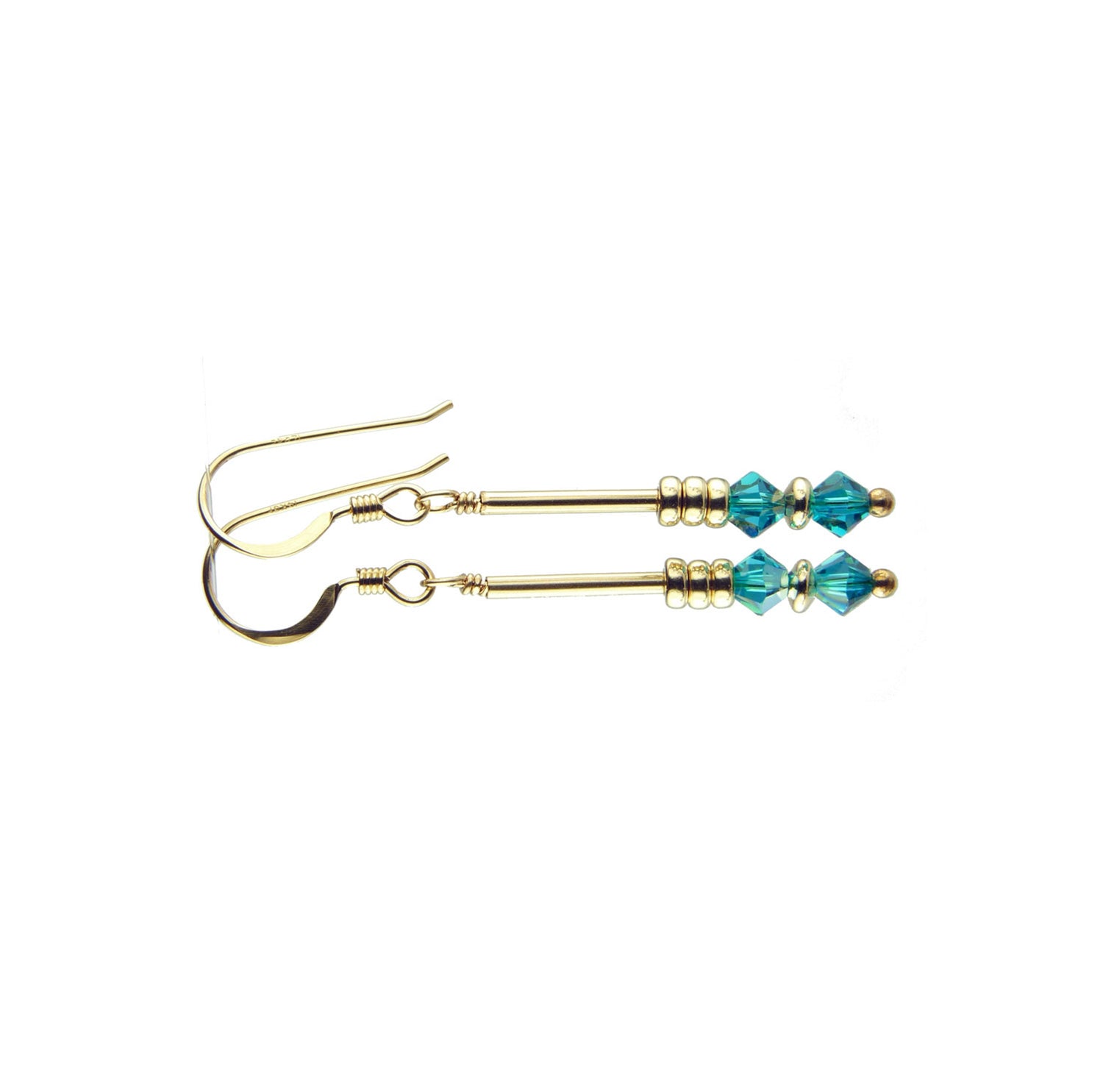 Zircon Earrings, December Birthstone Earrings, Blue Minimalist 14K GF Dangle Earrings, Crystal Jewelry Elements