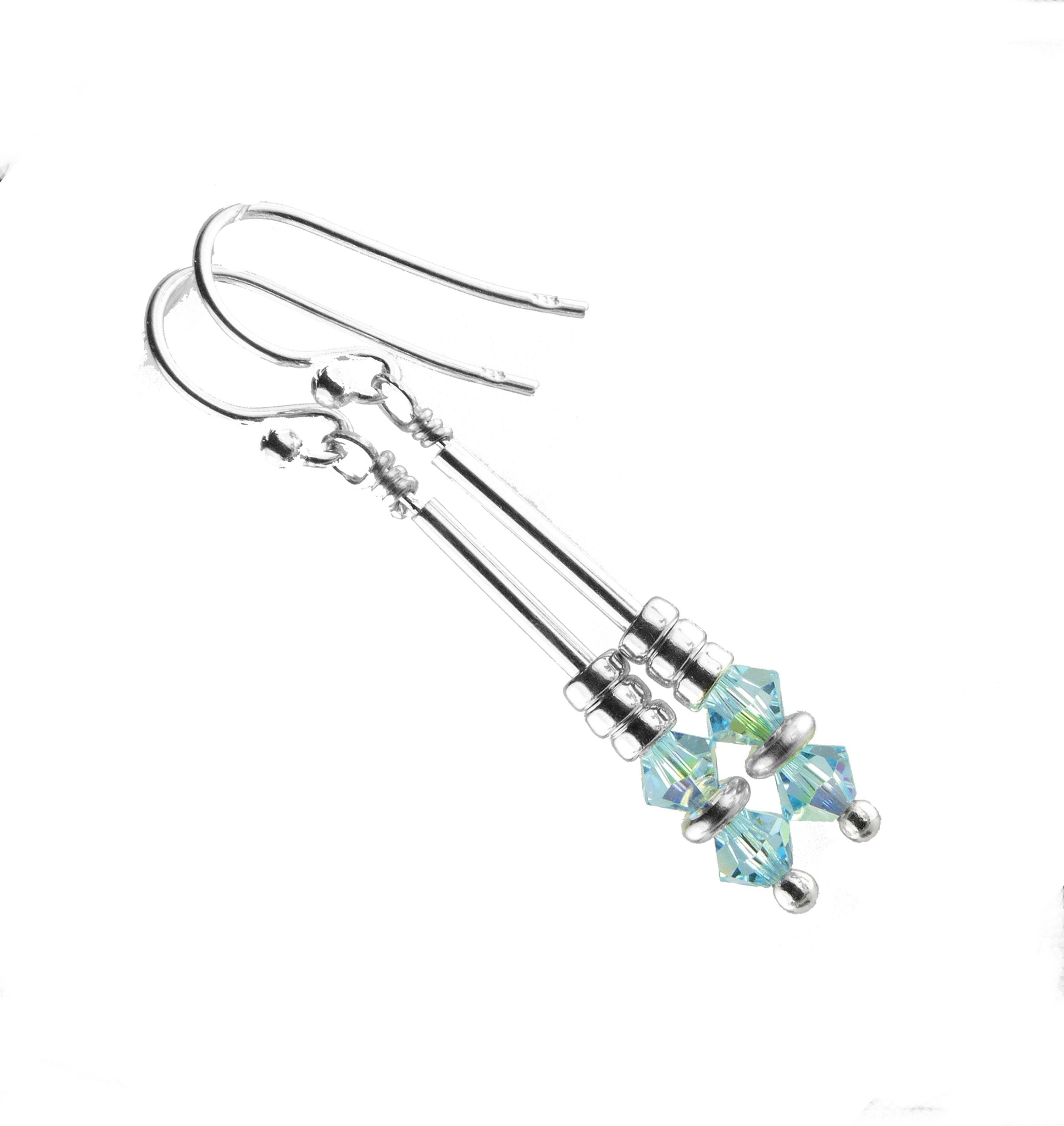 Aquamarine Earrings, March Birthstone Earrings, Blue Minimalist Dangle Earrings, Crystal Jewelry Elements