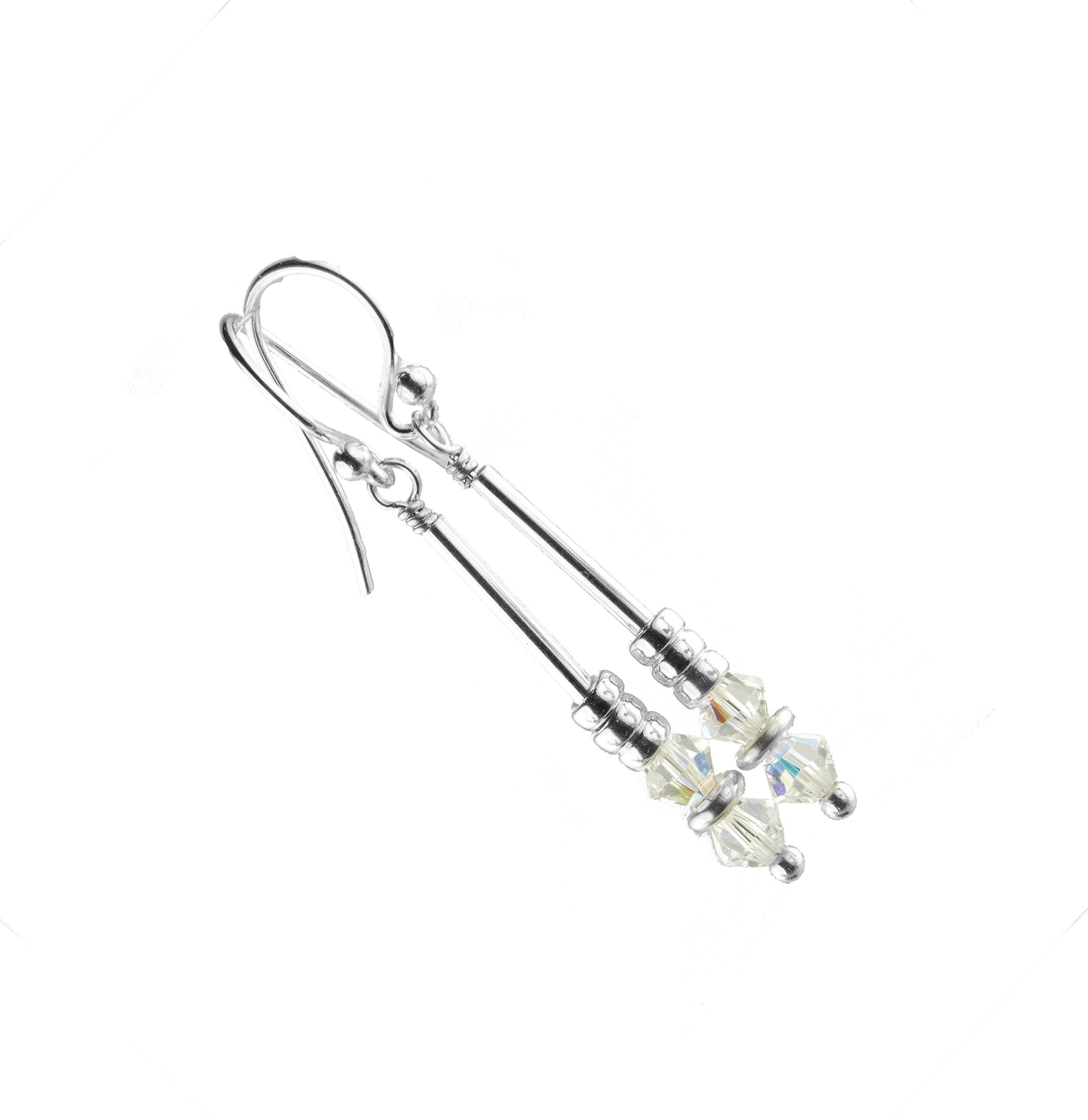 Crystal Earrings, April Birthstone Earrings, Minimalist Clear Dangle Earrings, Crystal Jewelry Elements